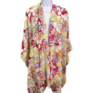 NWOT Lands End Kimono One Size Beach Coverup Tropical Coastal Grandma Resortwear